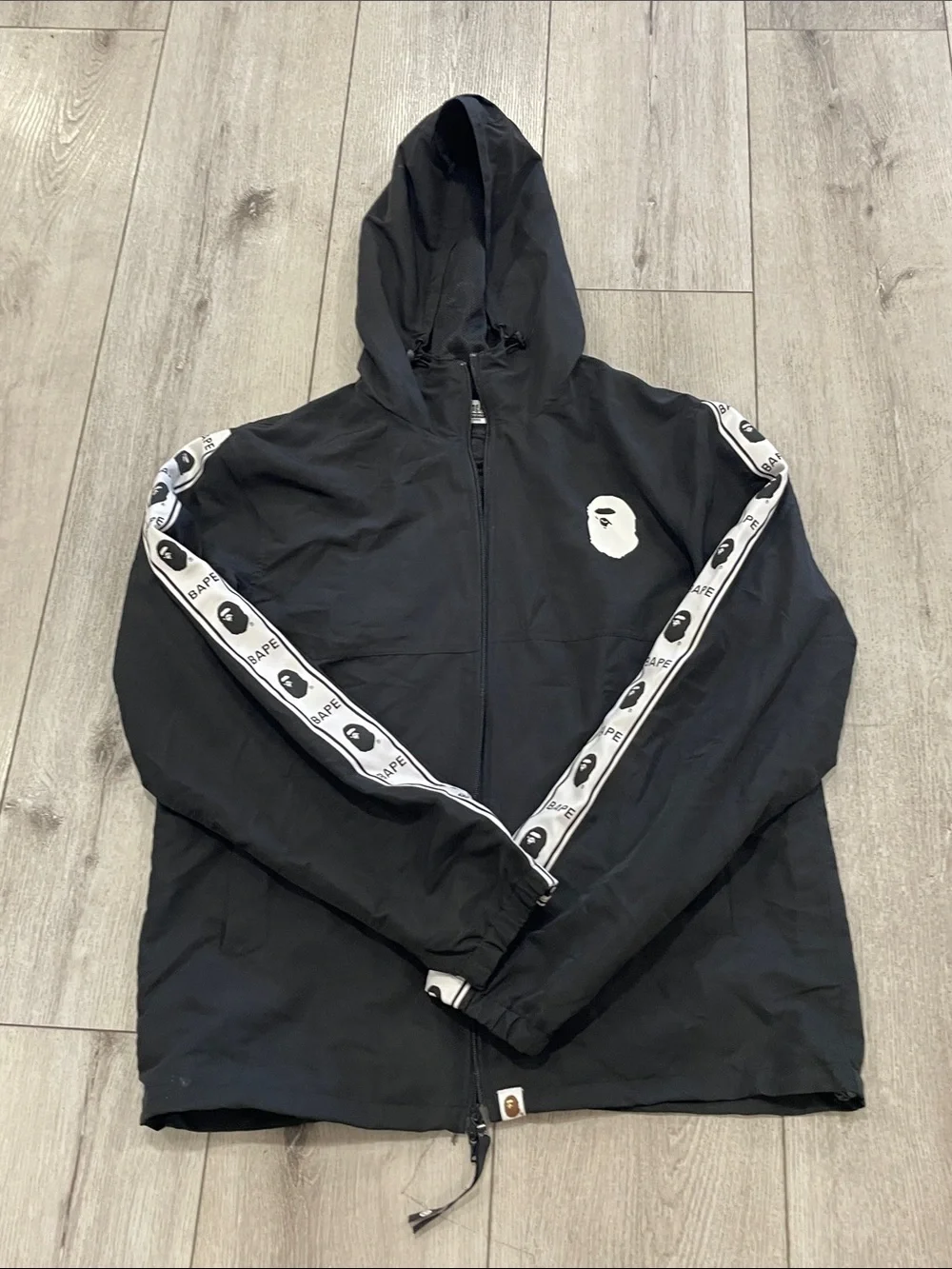 A Bathing Ape BAPE Men's Black Hooded Zip Windbreaker